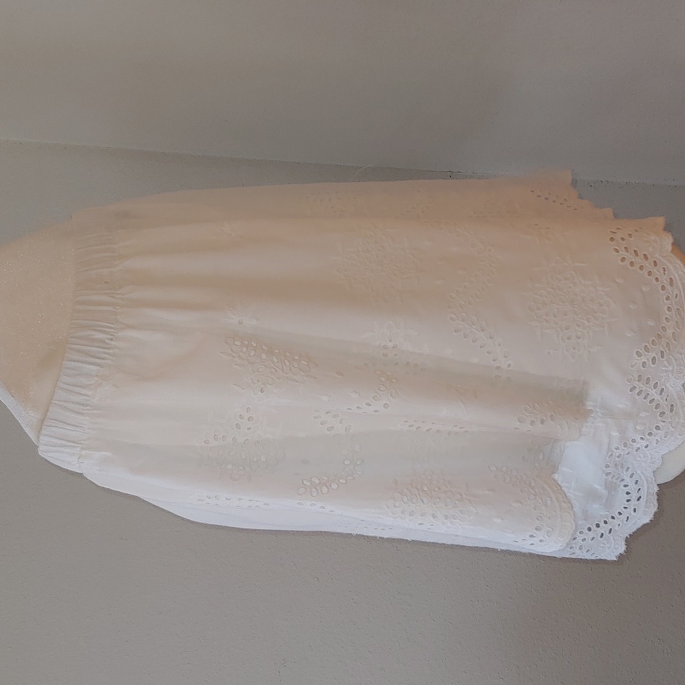Saks Fifth Avenue White Cotton Eyelet 3/4 Sleeve Off Shoulders Top Women's Med - Picture 5 of 15